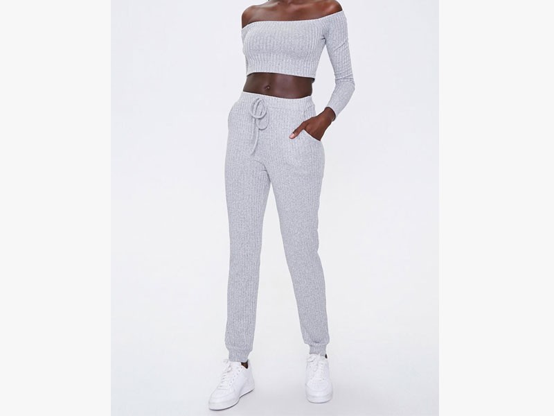 Women's Ribbed Knit Top & Joggers Set