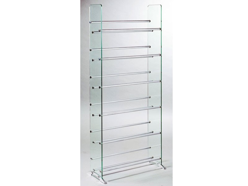 TransDeco Clear Glass 6 Shelves In Brushed Silver