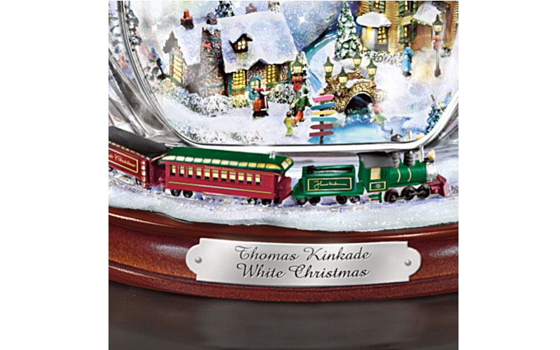 Thomas Kinkade Crystal Snowman with Village & Moving Train