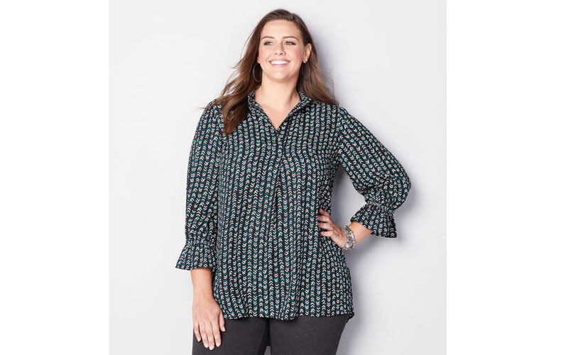 Arrow Flutter Sleeve Plus Size Tunic