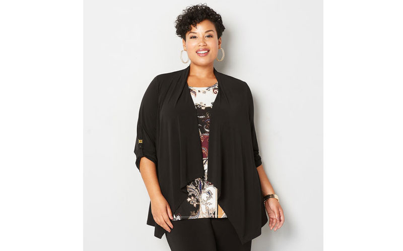 Hardware Tab Sleeve Plus Size Cardigan