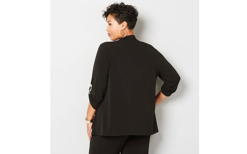 Hardware Tab Sleeve Plus Size Cardigan