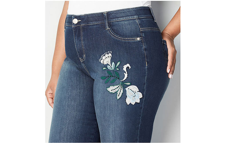 Embroidered Cuffed Flexi Fit Ankle Plus Size Jean