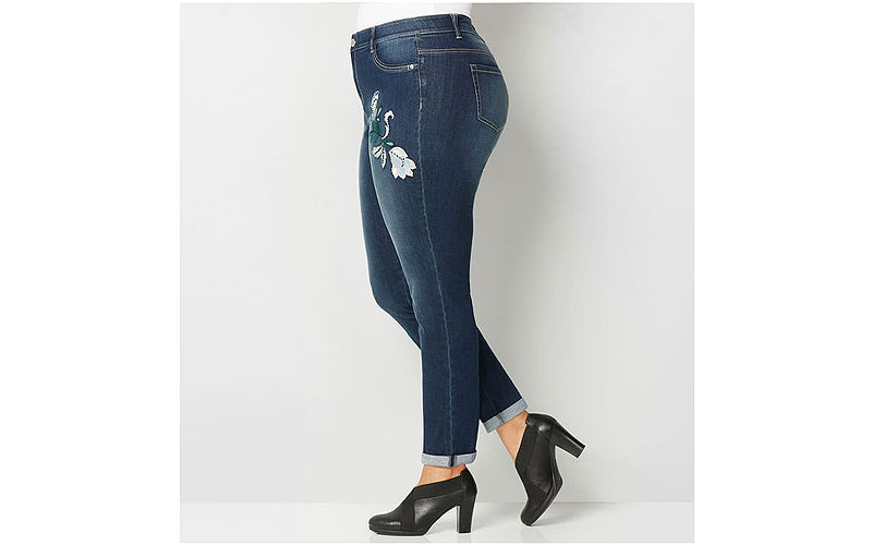 Embroidered Cuffed Flexi Fit Ankle Plus Size Jean