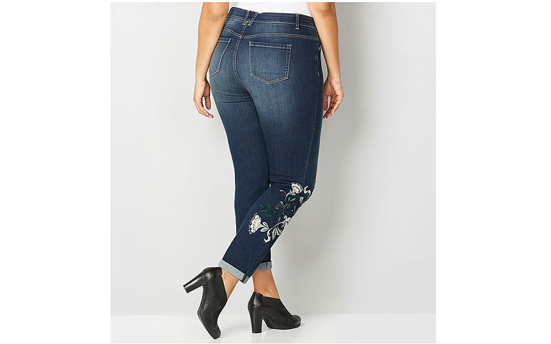 Embroidered Cuffed Flexi Fit Ankle Plus Size Jean