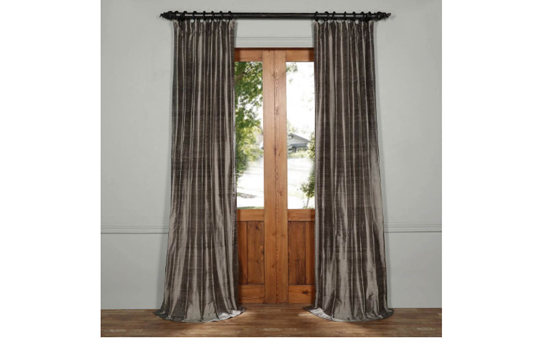 Turbulence Grey Textured Dupioni Silk Curtain