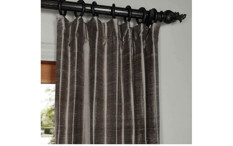 Turbulence Grey Textured Dupioni Silk Curtain