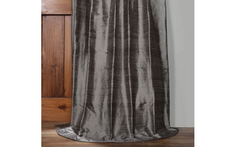 Turbulence Grey Textured Dupioni Silk Curtain