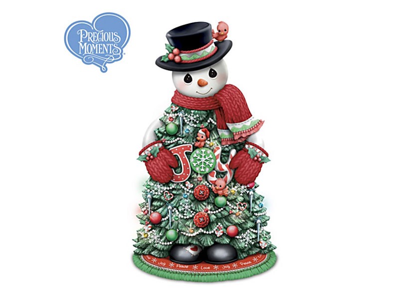 Precious Moments Illuminated Holiday Snowman Tree Sculpture