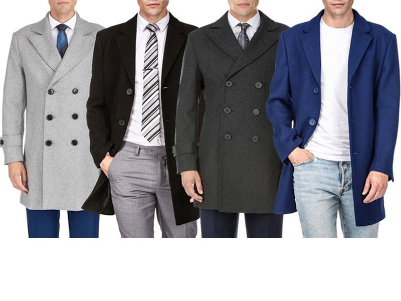 Men's Single or Double Breasted Wool Blend Coats