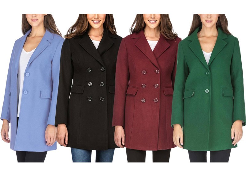 Women's Single or Double-Breasted Wool-Blend Peacoat