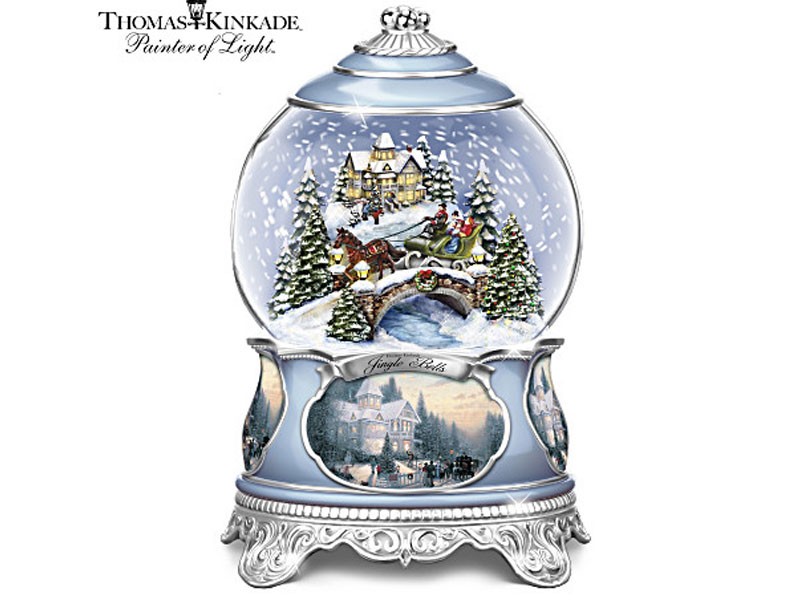 Illuminated Thomas Kinkade Snowglobe With Sculpted Scene Item no:109466001  99Sa