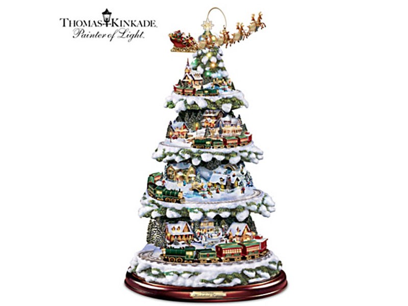 Thomas Kinkade Tree With Lights, Moving Train, Music