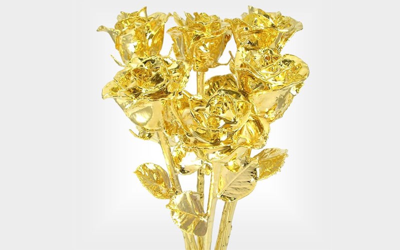 Half Dozen 18-Inch Real Roses Dipped in 24k Gold