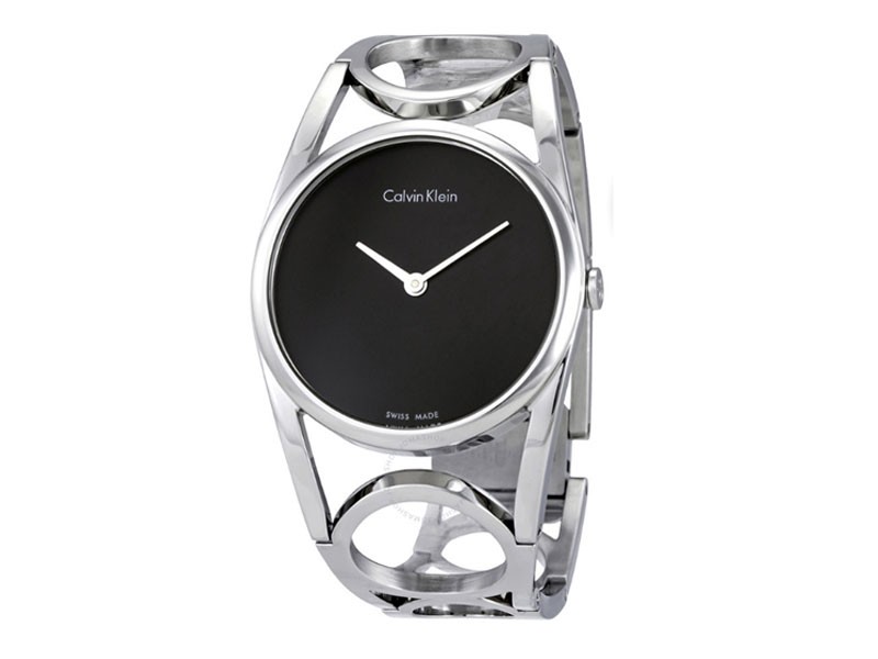 Round Black Dial Stainless Steel Ladies Watch