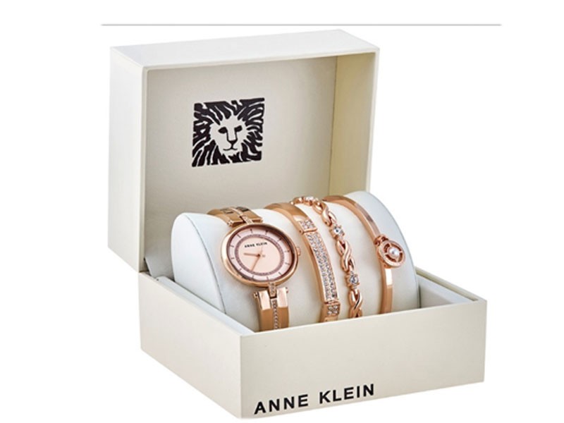 Rose Gold Dial Ladies Watch Set