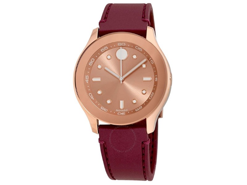 Bold Rose Dial Burgundy Rubber Ladies Watch