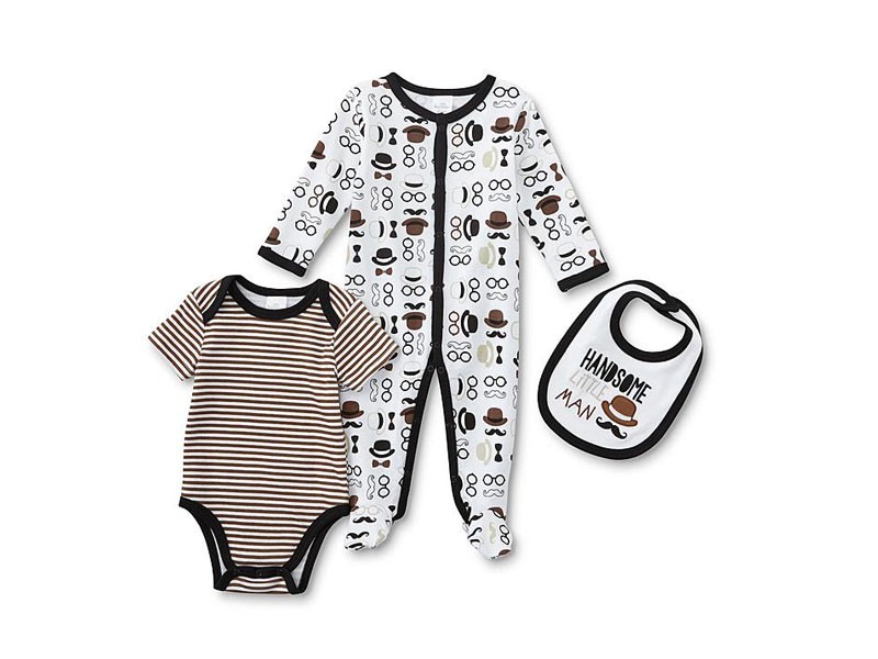 Cudlie Infant Boys' Footed Pajamas, Bodysuit & Bib - Handsome Little Man