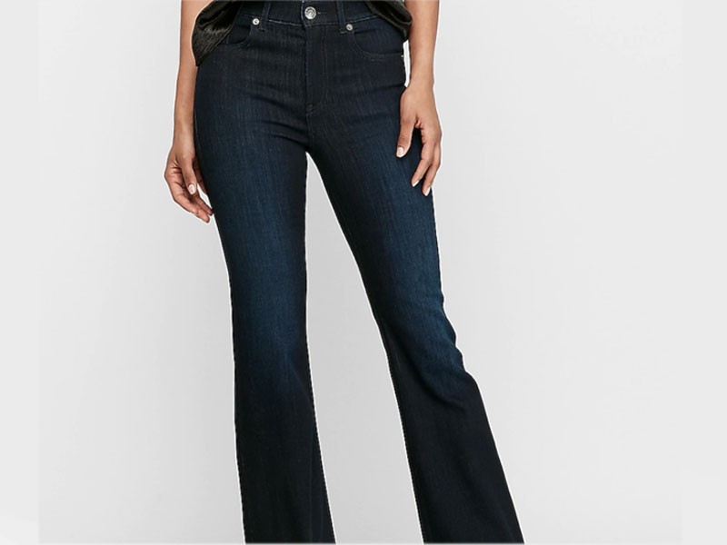 High Waisted Slim Dark Wash Flare Jeans