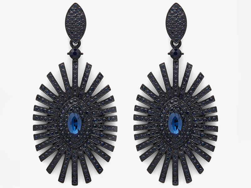 Oval Stone Burst Statement Earrings