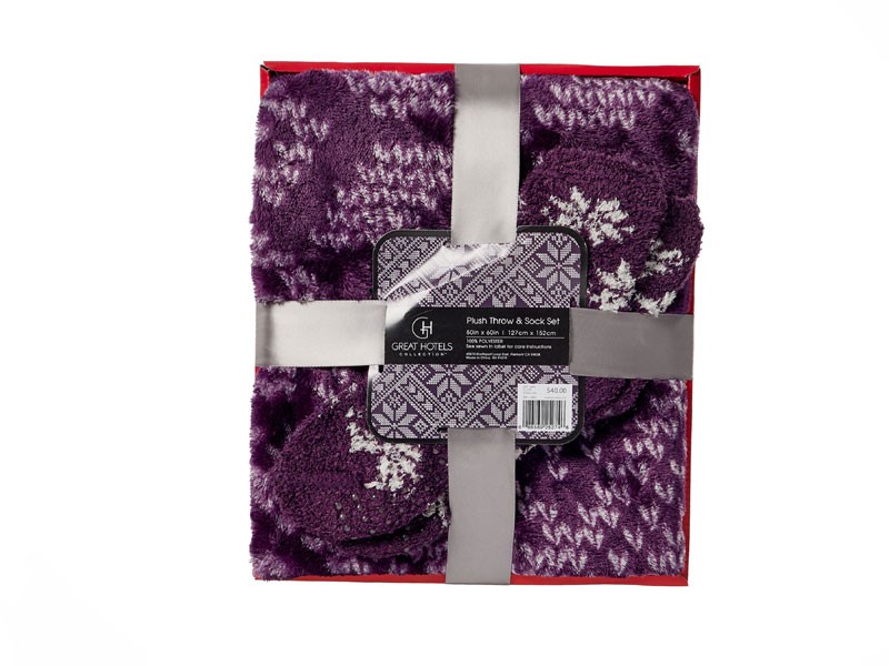 Great Hotels Collection 2-pc. Snowflake Knit Throw Blanket & Socks Set