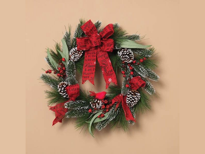 Pine Wreath with Berry & Ribbon