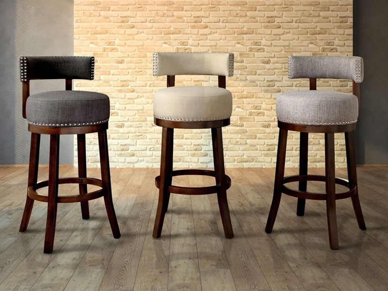 Fendeson Contemporary Fabric Nailhead Swivel Bar Stool