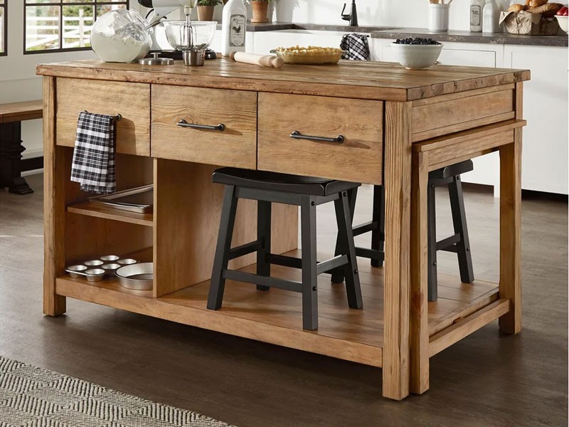 Tali Reclaimed Wood Extendable Kitchen Island Table