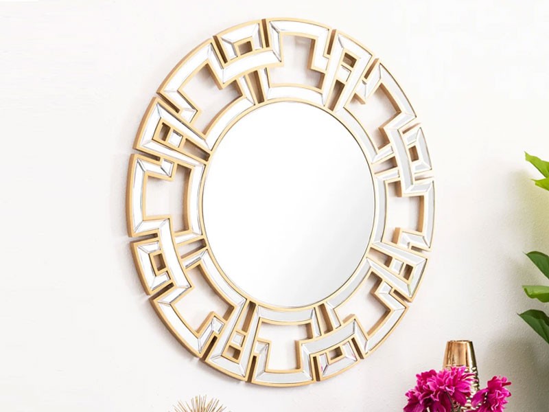 Abbyson Pierre Gold Round Wall Mirror