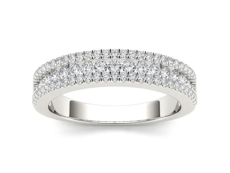 De Couer 14k Gold 3/4ct TDW Diamond Multi Row Anniversary Band