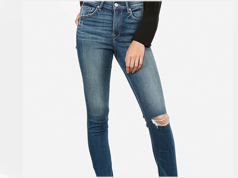 High Waisted Ripped Jean Ankle Leggings