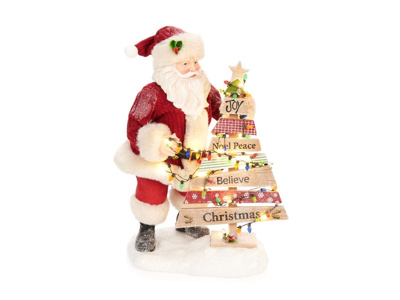 Santa with Light Up Christmas tree
