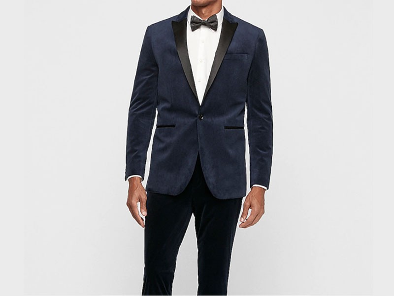 Slim Navy Velvet Tuxedo Jacket