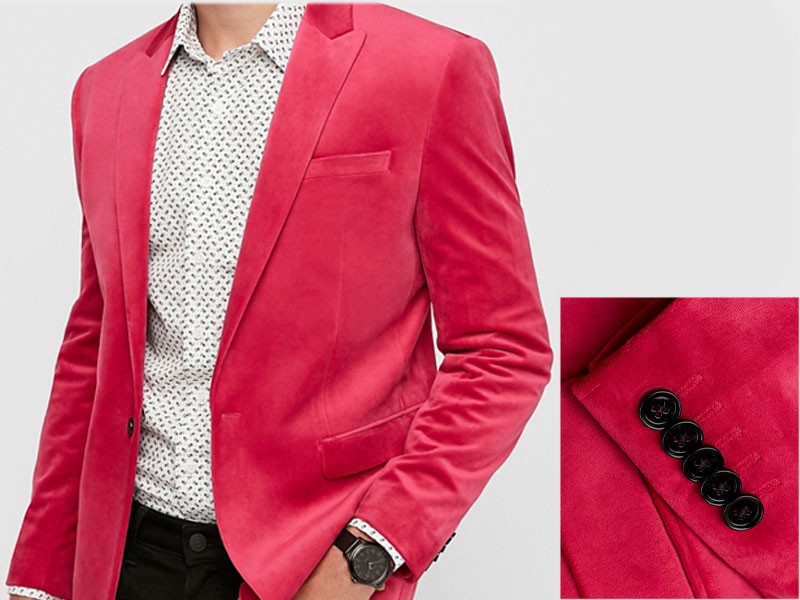 Slim Pink Velvet Tuxedo Jacket