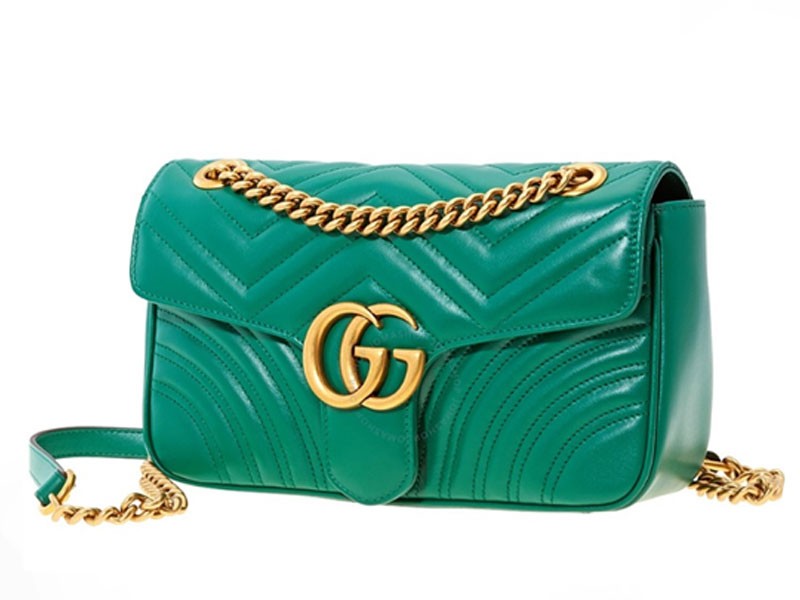 Ladies Shoulder Bag Gg Marmont Green Gu Nmnt Small Sb Apolo Trap