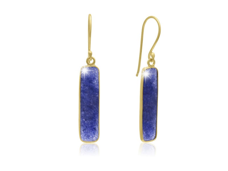 Sundar Gem Carat Sapphire Bar Earrings In 14 Karat Yellow Gold