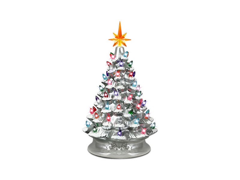 Gymax Prelit Hand-Painted Ceramic Tabletop Christmas Tree 