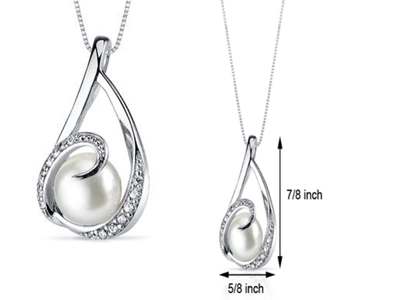 peora Freshwater White Pearl Pendant in Sterling Silver