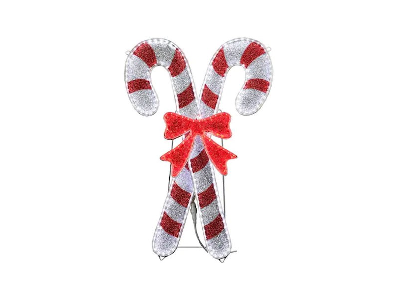 Candy Cane Sculpture with White LED Lights