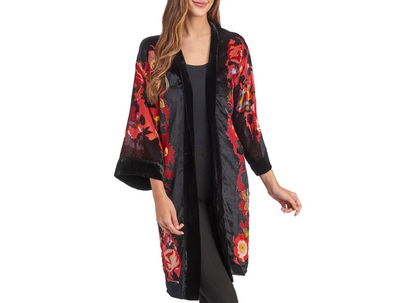 ARIS A Floral Burnout Velvet Kimono Jacket