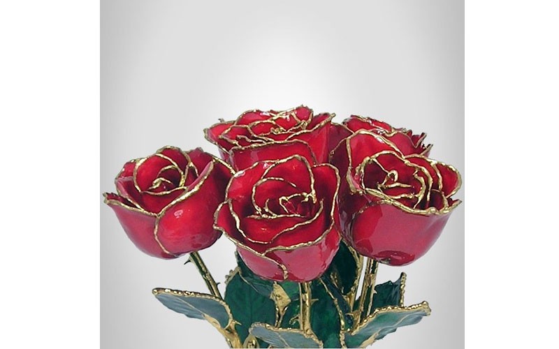 24k Gold Trimmed Roses: Half Dozen 11-Inch Rose Bouquet