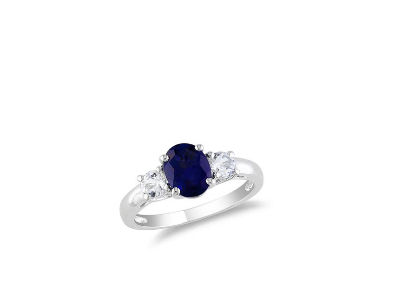 Sterling Silver 2 5/8 CT. T.G.W. Created Blue Sapphire Ring