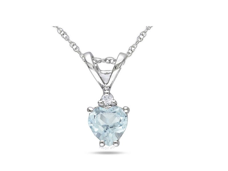 White Gold Aquamarine and Diamond Necklace