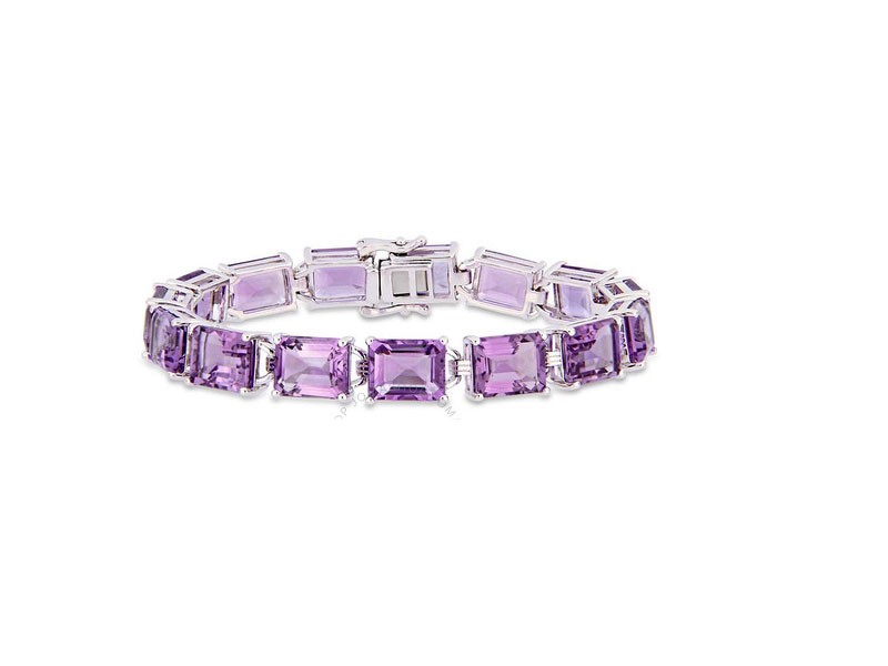 Emerald-Cut Amethyst Tennis Bracelet in Sterling Silver