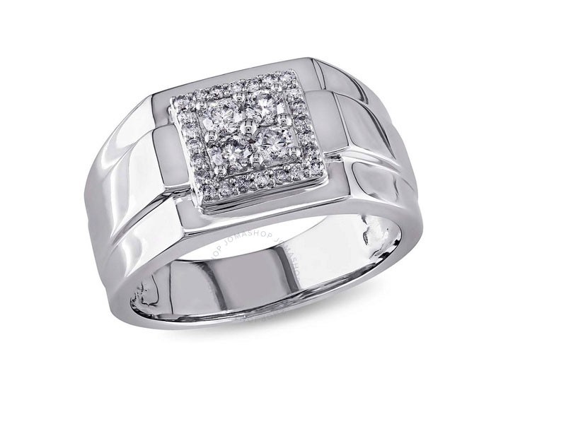 Amour White Square 1/2 CT Diamond Men's Ring