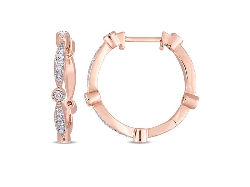 Amour Diamond TW Hoop Earrings 10k Pink Gold