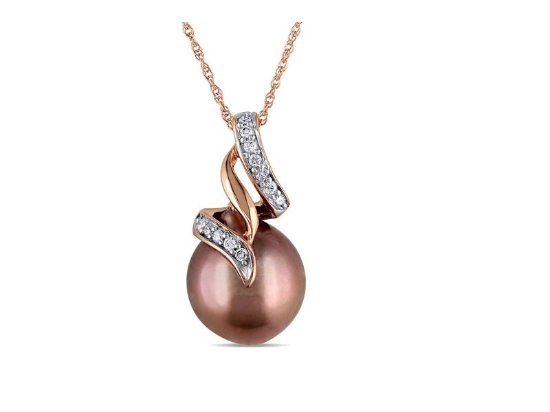 Amour Tahitian Chocolate Pearl Diamond Rose Gold Pendant