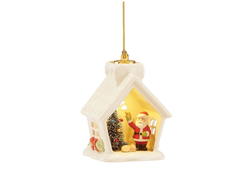 Light-Up Santa House Ornament