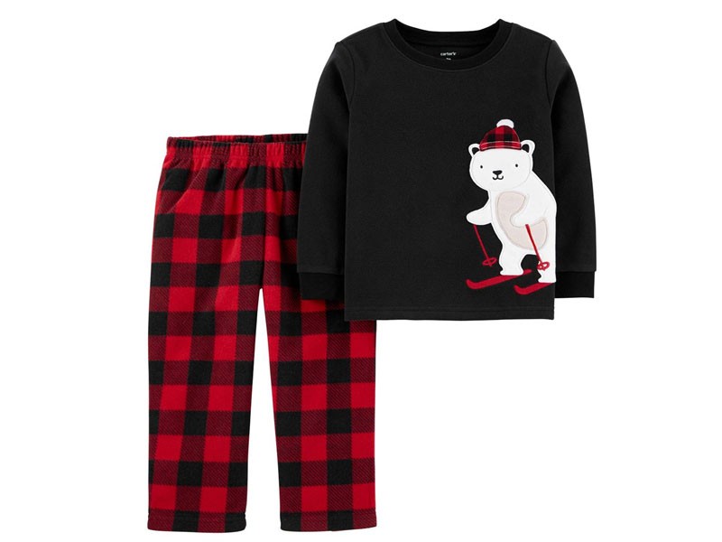 Toddler Boy Carter's Skiing Bear Buffalo Check Pajamas