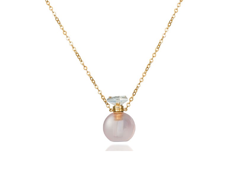 Womens Le Vian Rose Quartz Perfume Bottle Pendant Necklace